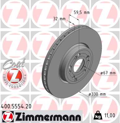 Тормозной диск coat z ZIMMERMANN 400.5554.20
