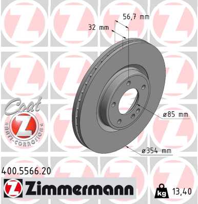 Тормозной диск coat z ZIMMERMANN 400.5566.20
