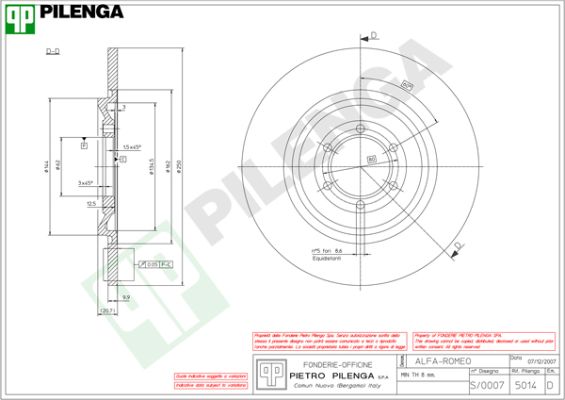 Тормозной диск PILENGA 5014