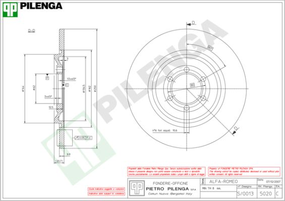 Тормозной диск PILENGA 5020