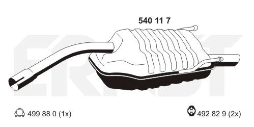 Глушитель выхлопных газов конечный ERNST 540117