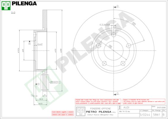 Тормозной диск PILENGA 5861
