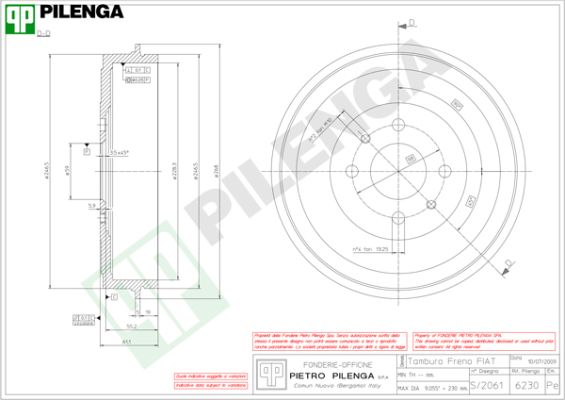 Тормозной барабан PILENGA 6230