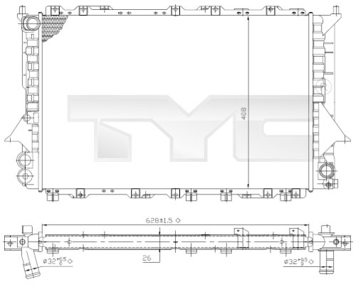 Радиатор охлаждение двигателя TYC 702-0028