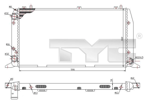 Радиатор охлаждение двигателя TYC 702-0035