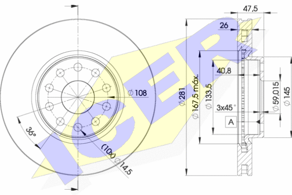 Тормозной диск ICER 78BD4639-2