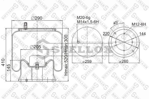 Кожух пневматической рессоры STELLOX 90-00811-SX