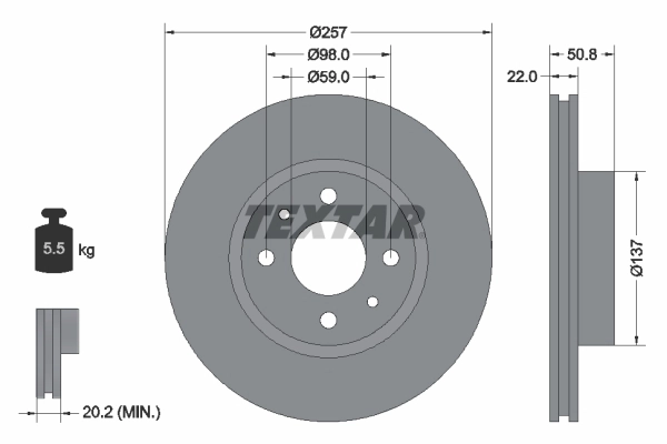 Тормозной диск TEXTAR 92052100