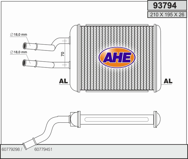 Теплообменник отопление салона AHE 93794