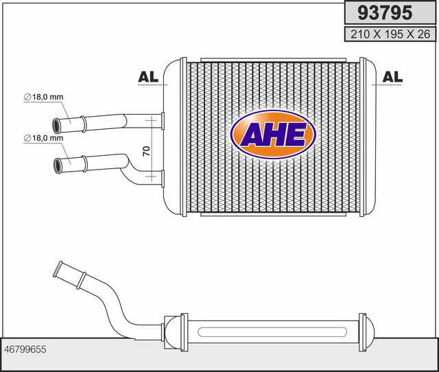 Теплообменник отопление салона AHE 93795