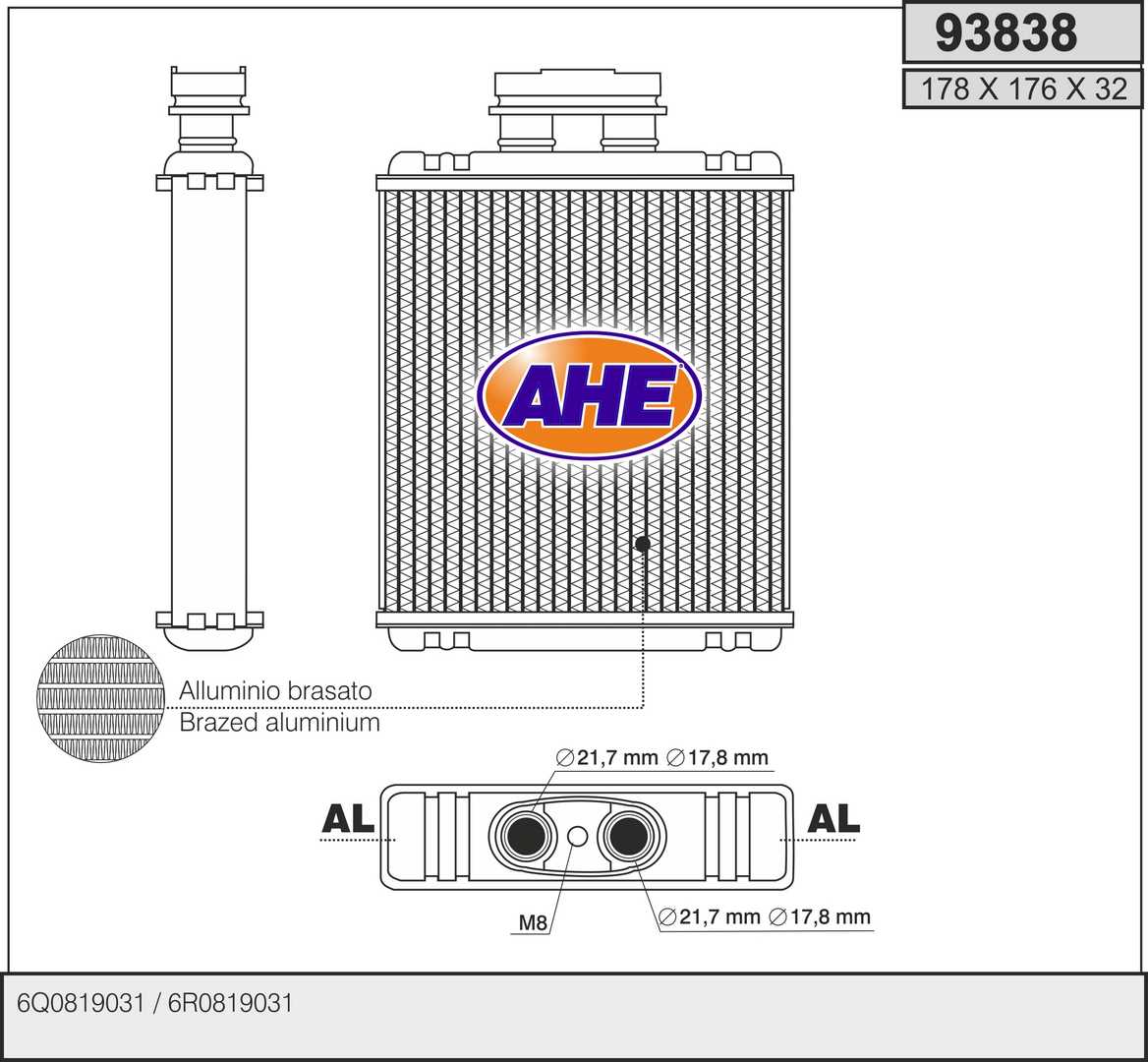 Теплообменник отопление салона AHE 93838