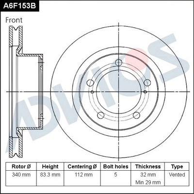 Тормозной диск ADVICS A6F153B
