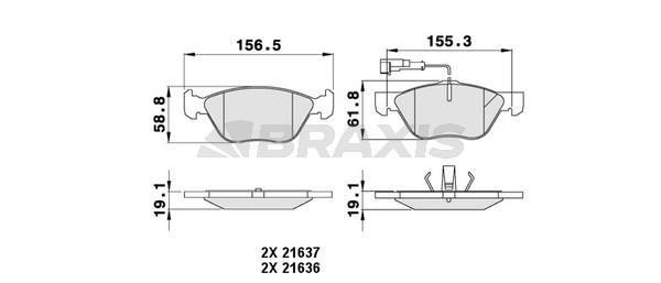Комплект тормозных колодок дисковый тормоз BRAXIS AB0050