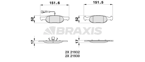 Комплект тормозных колодок дисковый тормоз BRAXIS AB0182