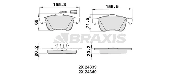 Комплект тормозных колодок дисковый тормоз BRAXIS AB0189