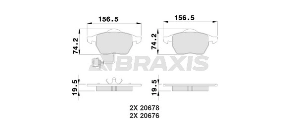 Комплект тормозных колодок дисковый тормоз BRAXIS AB0208