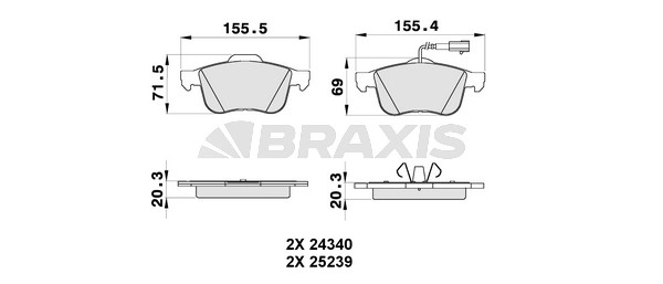 Комплект тормозных колодок дисковый тормоз BRAXIS AB0348