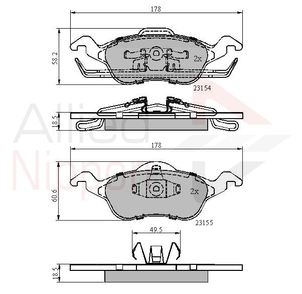 Комплект тормозных колодок дисковый тормоз anl braking ALLIED NIPPON ADB0490