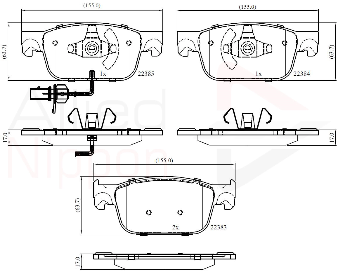 Комплект тормозных колодок дисковый тормоз anl braking ALLIED NIPPON ADB12352