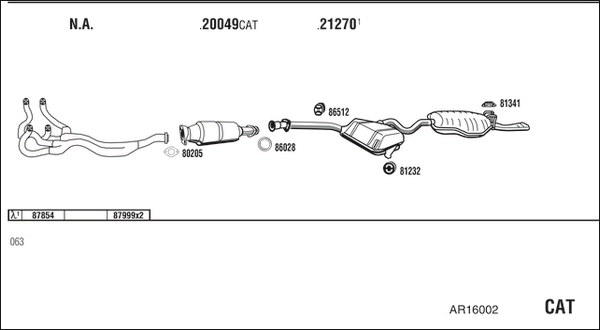 Система выпуска ог WALKER PRODUCTS AR16002
