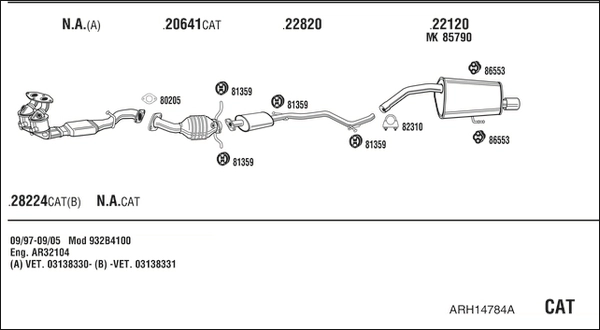Система выпуска ог WALKER PRODUCTS ARH14784A
