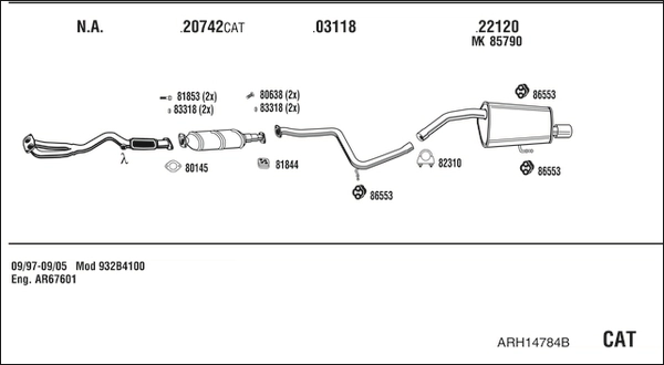 Система выпуска ог WALKER PRODUCTS ARH14784B