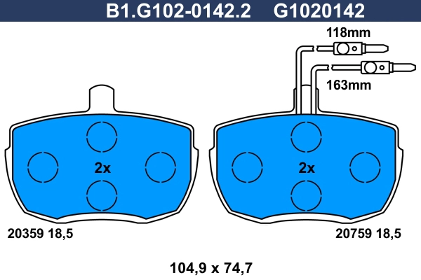 Комплект тормозных колодок дисковый тормоз GALFER B1.G102-0142.2