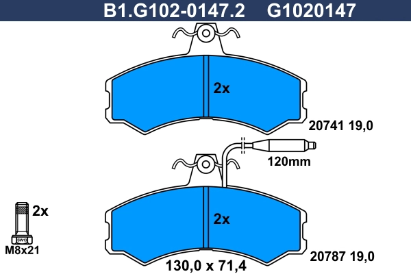Комплект тормозных колодок дисковый тормоз GALFER B1.G102-0147.2