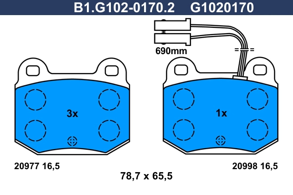 Комплект тормозных колодок дисковый тормоз GALFER B1.G102-0170.2
