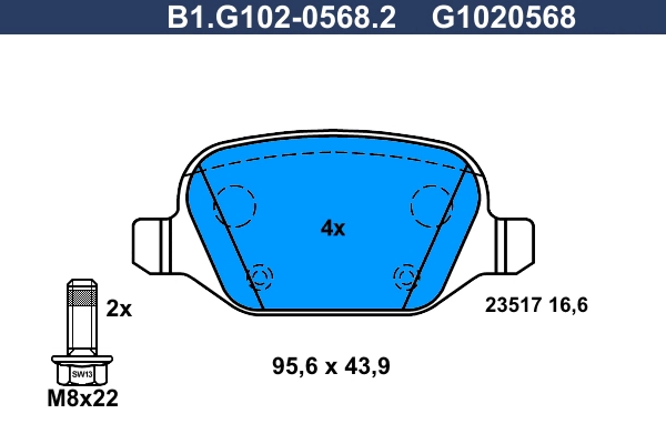 Комплект тормозных колодок дисковый тормоз GALFER B1.G102-0568.2