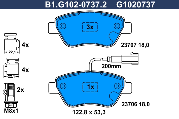 Комплект тормозных колодок дисковый тормоз GALFER B1.G102-0737.2
