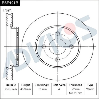Тормозной диск ADVICS B6F121B
