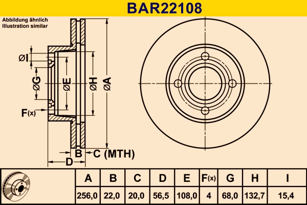 Тормозной диск BARUM BAR22108