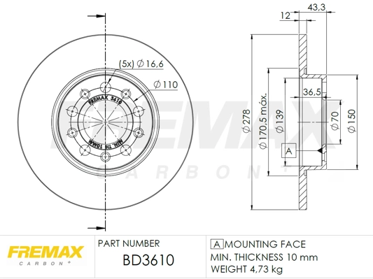 Тормозной диск FREMAX BD-3610
