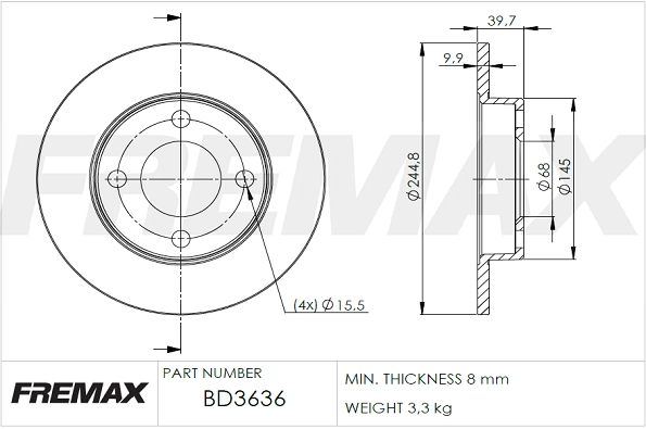 Тормозной диск FREMAX BD-3636