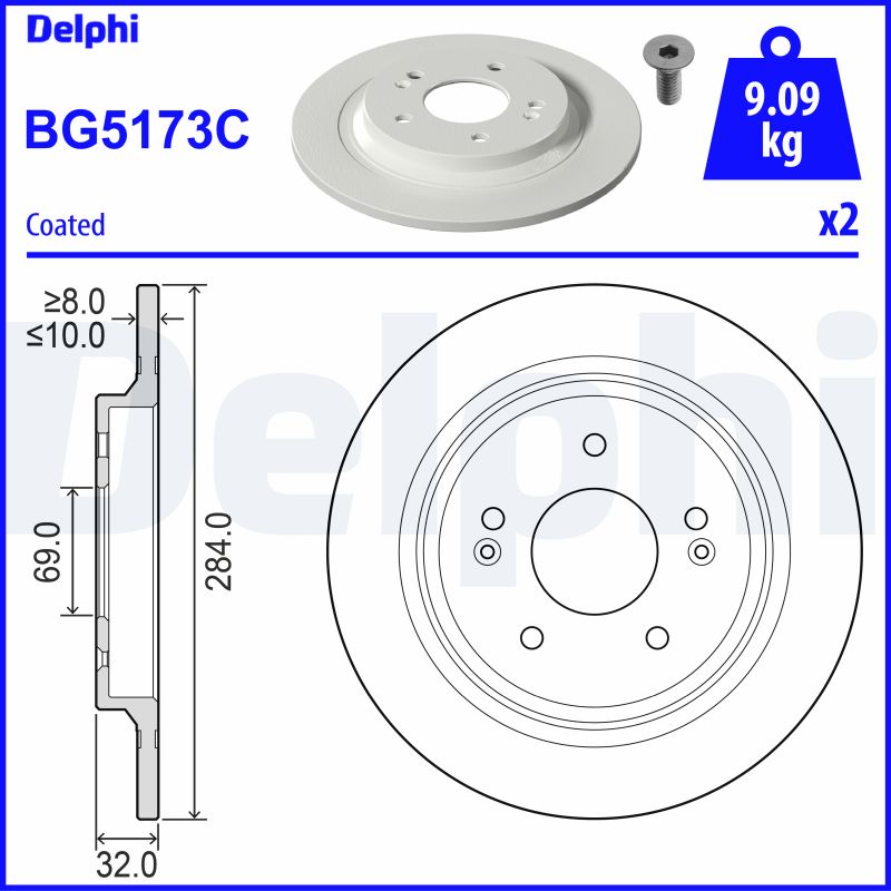 Тормозной диск DELPHI BG5173C