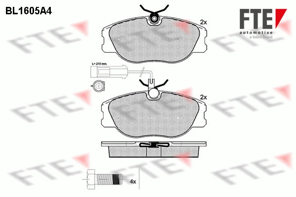 Комплект тормозных колодок дисковый тормоз FTE BL1605A4