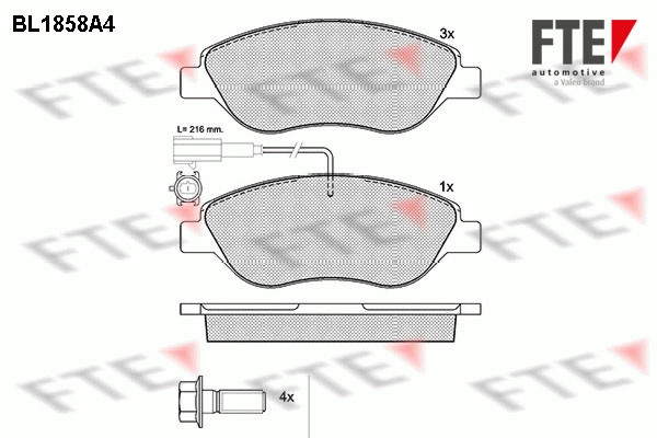 Комплект тормозных колодок дисковый тормоз FTE BL1858A4