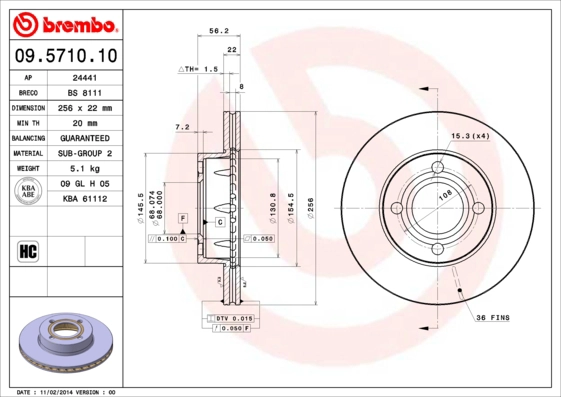 Тормозной диск BRECO BS 8111
