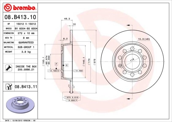 Тормозной диск coated disc line BRECO BV 6004