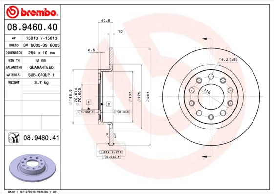 Тормозной диск coated disc line BRECO BV 6005