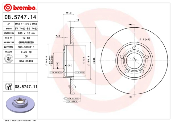 Тормозной диск coated disc line BRECO BV 7463