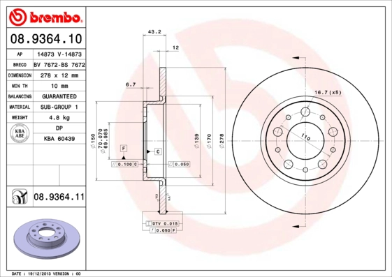 Тормозной диск coated disc line BRECO BV 7672