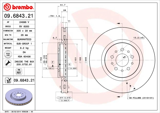 Тормозной диск coated disc line BRECO BV 8283