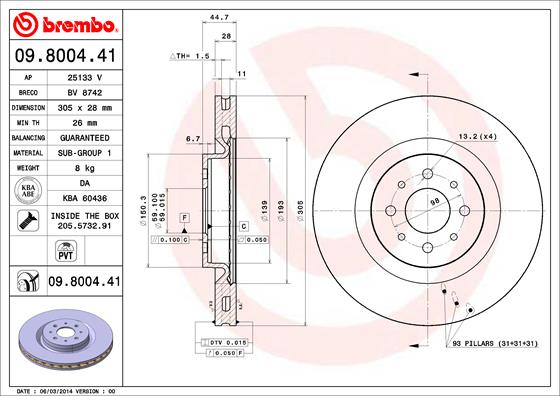 Тормозной диск coated disc line BRECO BV 8742