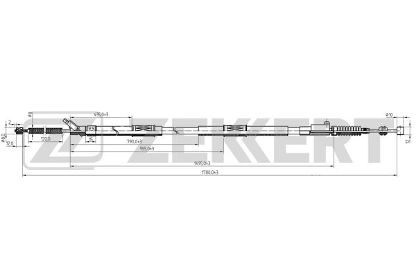 Тросик cтояночный тормоз ZEKKERT BZ-1236