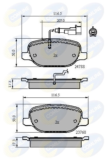 Комплект тормозных колодок дисковый тормоз comline COMLINE CBP11769