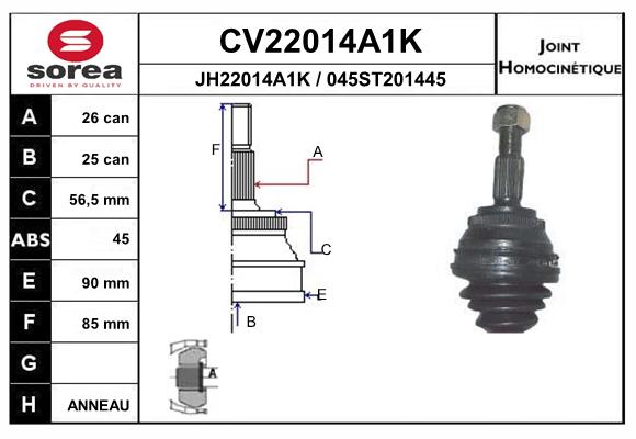 Шарнирный комплект приводной вал EAI CV22014A1K