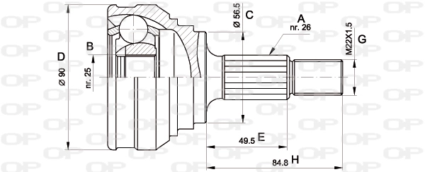 Шарнирный комплект приводной вал OPEN PARTS CVJ5021.10