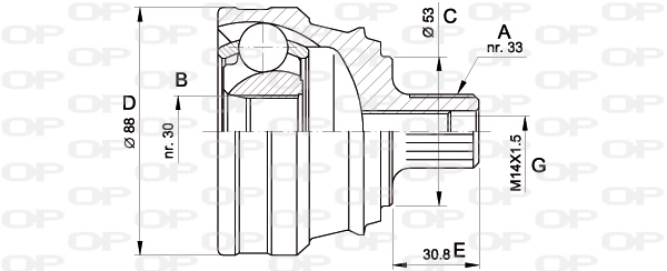Шарнирный комплект приводной вал OPEN PARTS CVJ5090.10